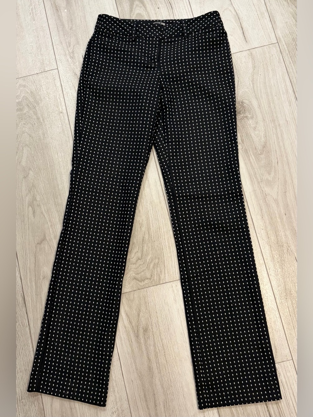 Size 00R Express Editor Black Polka Dot Trousers